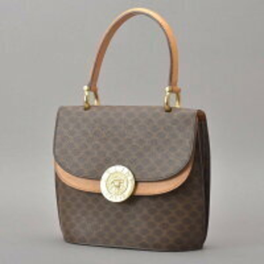 Celine handbag motif top Macadam leather globe handles brown - Picture 1 of 8